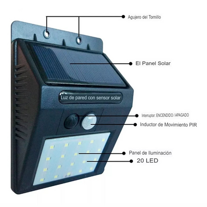 Foco Solar 64 LED con Sensor